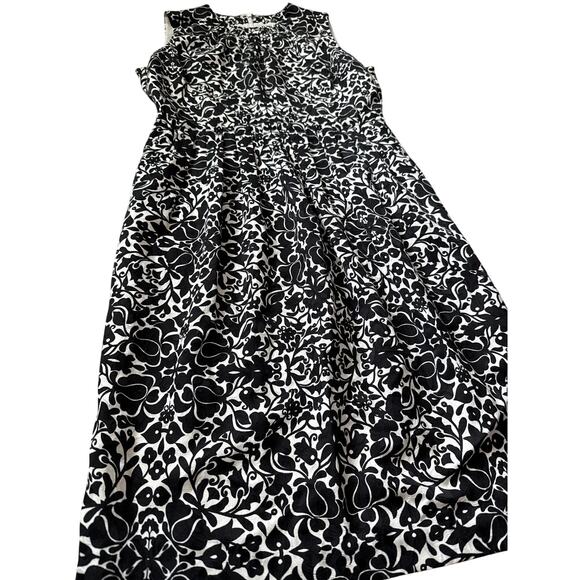 Tory Burch Monochrome Silk-Blend Shift Dress‎ Black/White Florals Size 6 - Picture 3 of 11